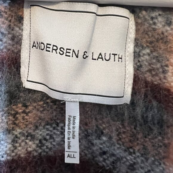 Anthropologie ANDERSEN & LAUTH Plaid Poncho Wool Blend Size ALL Fringe Winter - Picture 2 of 6